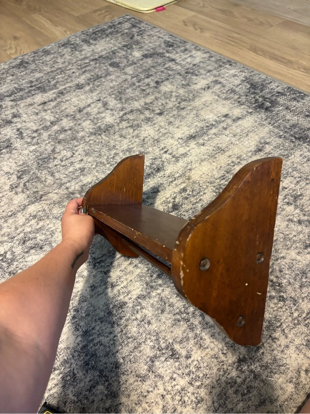 Vintage Classic Mid Century Modern Brown Wooden Wall Shelf Rack Decorative